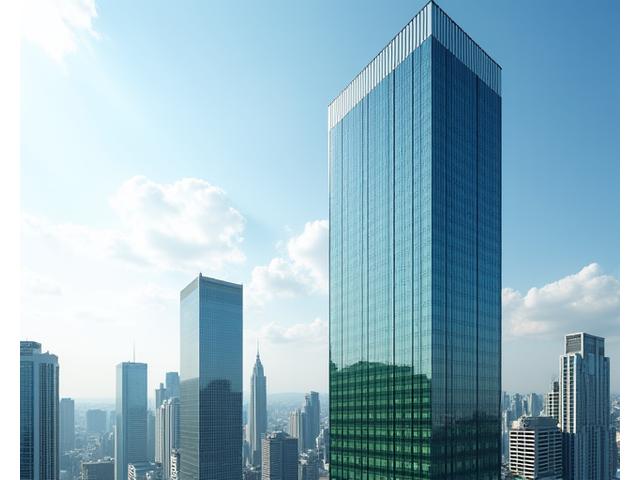 한국의 현대적인 고층 건물들과 리츠(REITs) 차트가 결합된 이미지