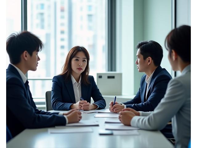 학교 관리자들이 GleamStone Academy 전문가와 금융 교육 프로그램 구현을 논의하는 모습